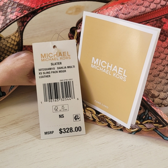 Slater XS Embossed Leather Sling Pack Messenger In Dahlia Multi/gold Leather - Picture 12 of 12